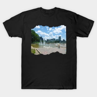 Photography of Memphis Tennessee skyline blue clouded sky USA city break T-Shirt